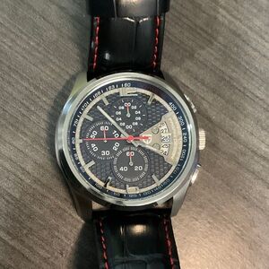 Pagani Design Black Leather Strap Chronograph Watch